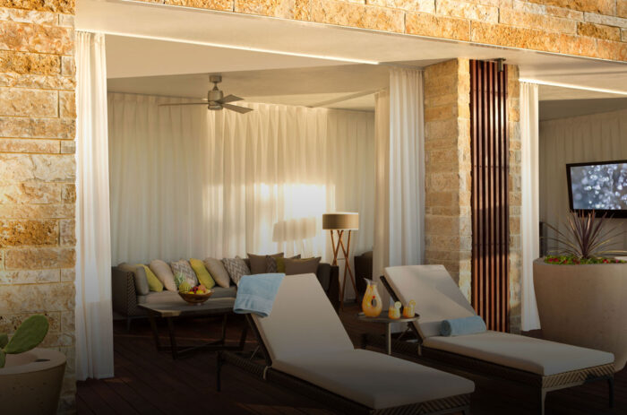 Elegant interior of a guest room at La Cantera Resort featuring modern furnishings, soft lighting, and a cozy ambiance.