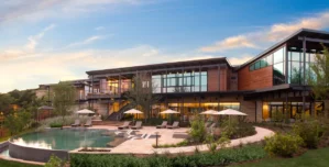 Elegant spa entrance at La Cantera Resort with modern design