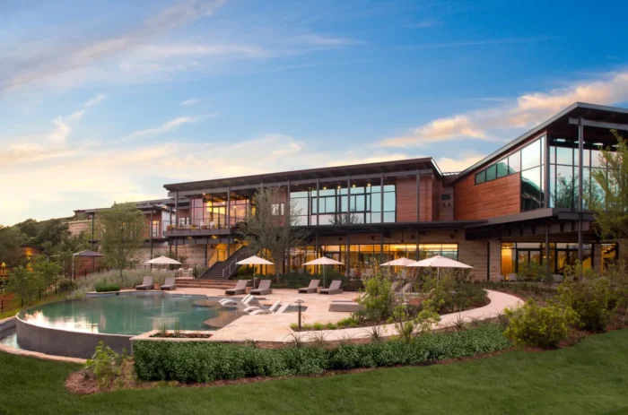 Elegant spa entrance at La Cantera Resort with modern design