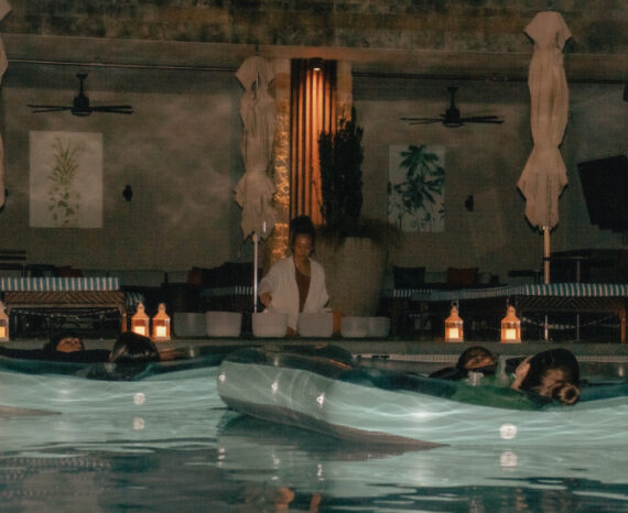 Sound Bowl Meditation on Pool Floats